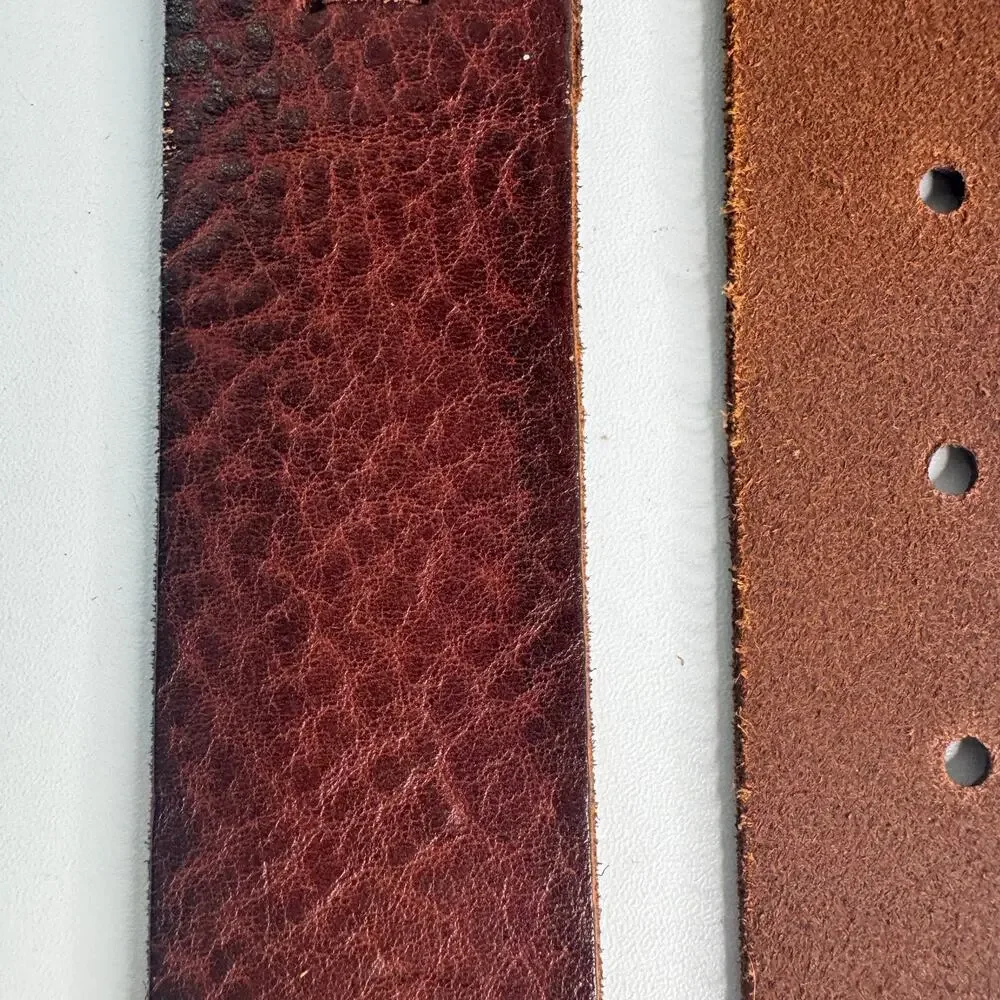 Vintage Y2K Mossimo Supply Brown Leather Belt Brass Hardware Sz XL Textured